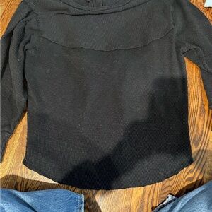 We The Free Black Ribbed Top